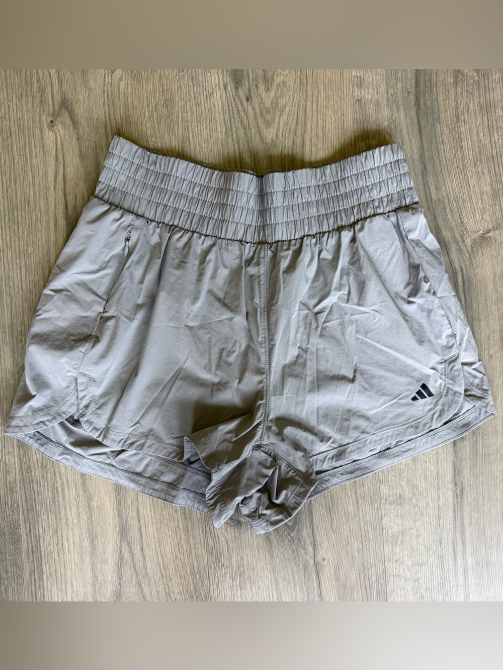 adidas Light Gray Elastic Waist Athletic Shorts